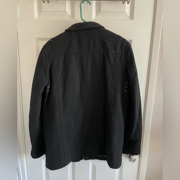 Black Rivet Men’s Pea Coat Hooded Jacket M - Picture 2 of 8